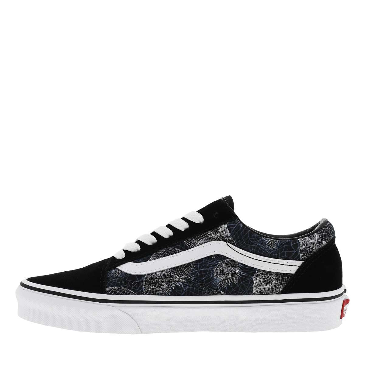 Vans Men's Old Skool, (Wireframe Skulls) Black/True White, Size 8