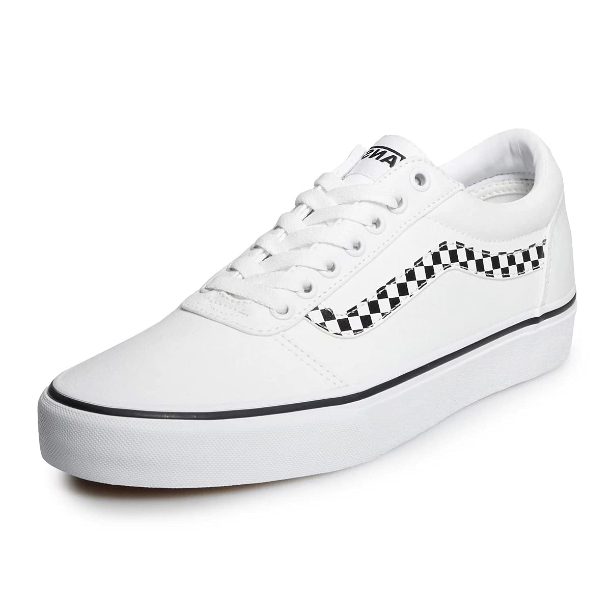 Vans Men's Sneaker, Checker Stripe White White, 10.5