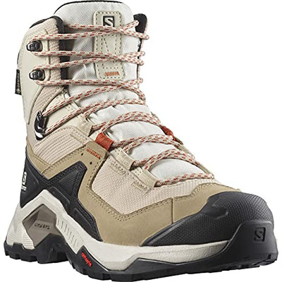 Salomon Women's QUEST ELEMENT GORE-TEX Hiking Boots For Women, Safari/Vanilla Ice/Mecca Orange, 6.5