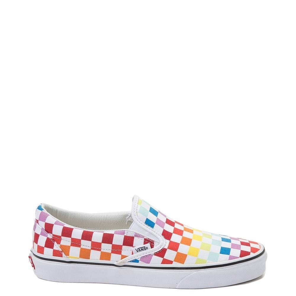 Vans Men's Stockings Low Top Sneakers, Checkerboard Rainbow True White 7267, 12