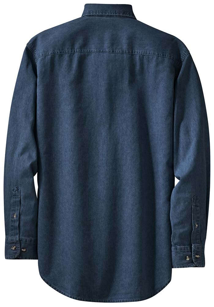 Joe's USA 6.5-Ounce Long Sleeve Denim Shirts-3XL-Dark Blue