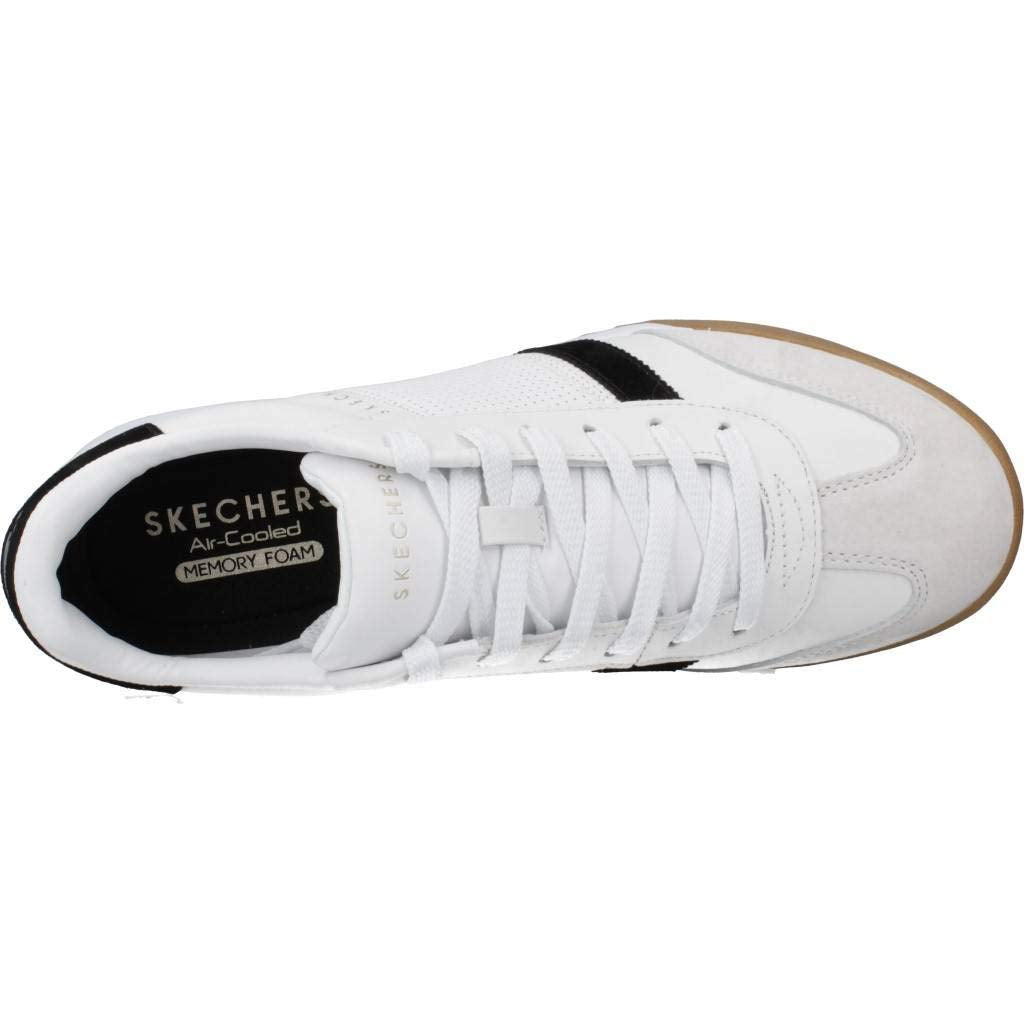 Skechers Men's Low-top Trainers 11 White Leather Black Trim