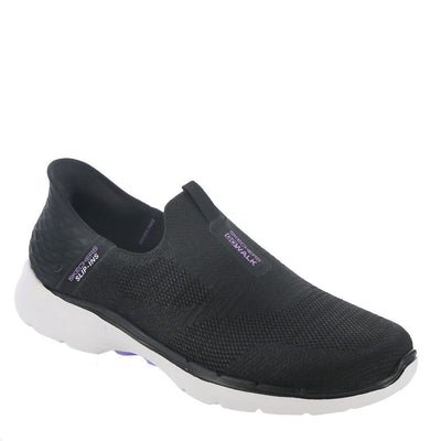 Skechers Women's Hands Free Slip-ins Go Walk 6-Fabulous View Sneaker 7.5 Wide Black/Lavender