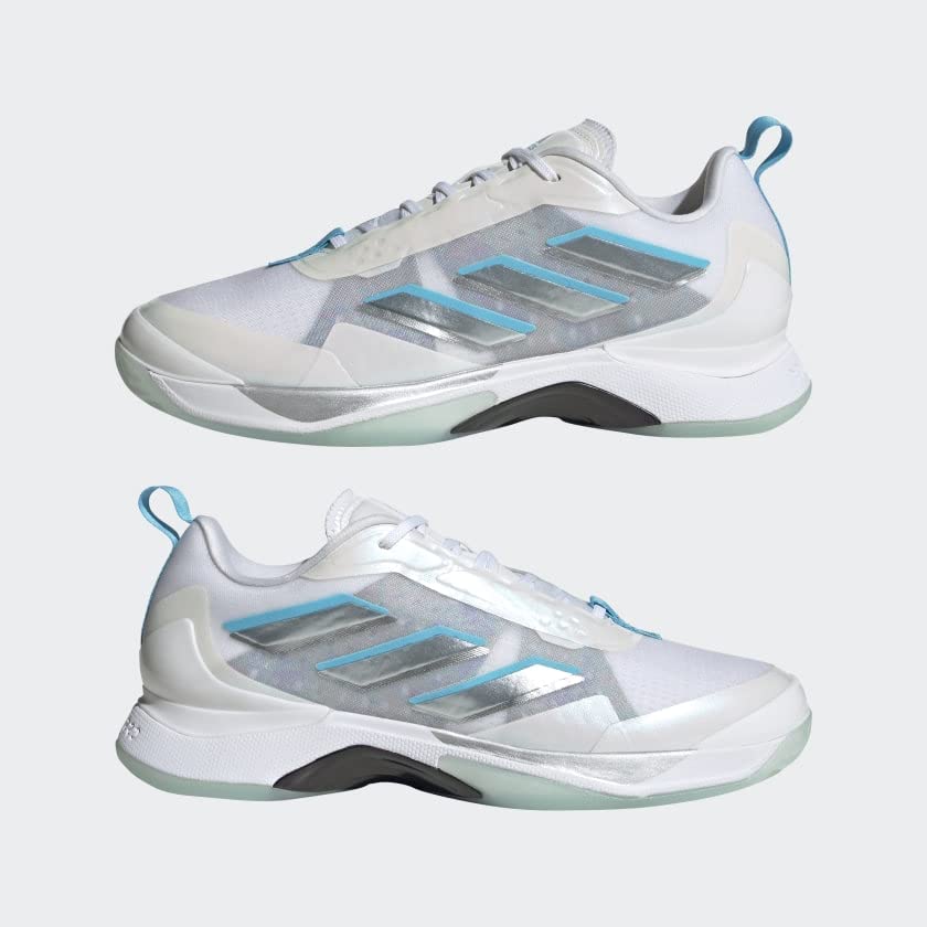 adidas Women's Avacourt Tennis Shoe 9 Cloud White/Silver Metallic/Bright C