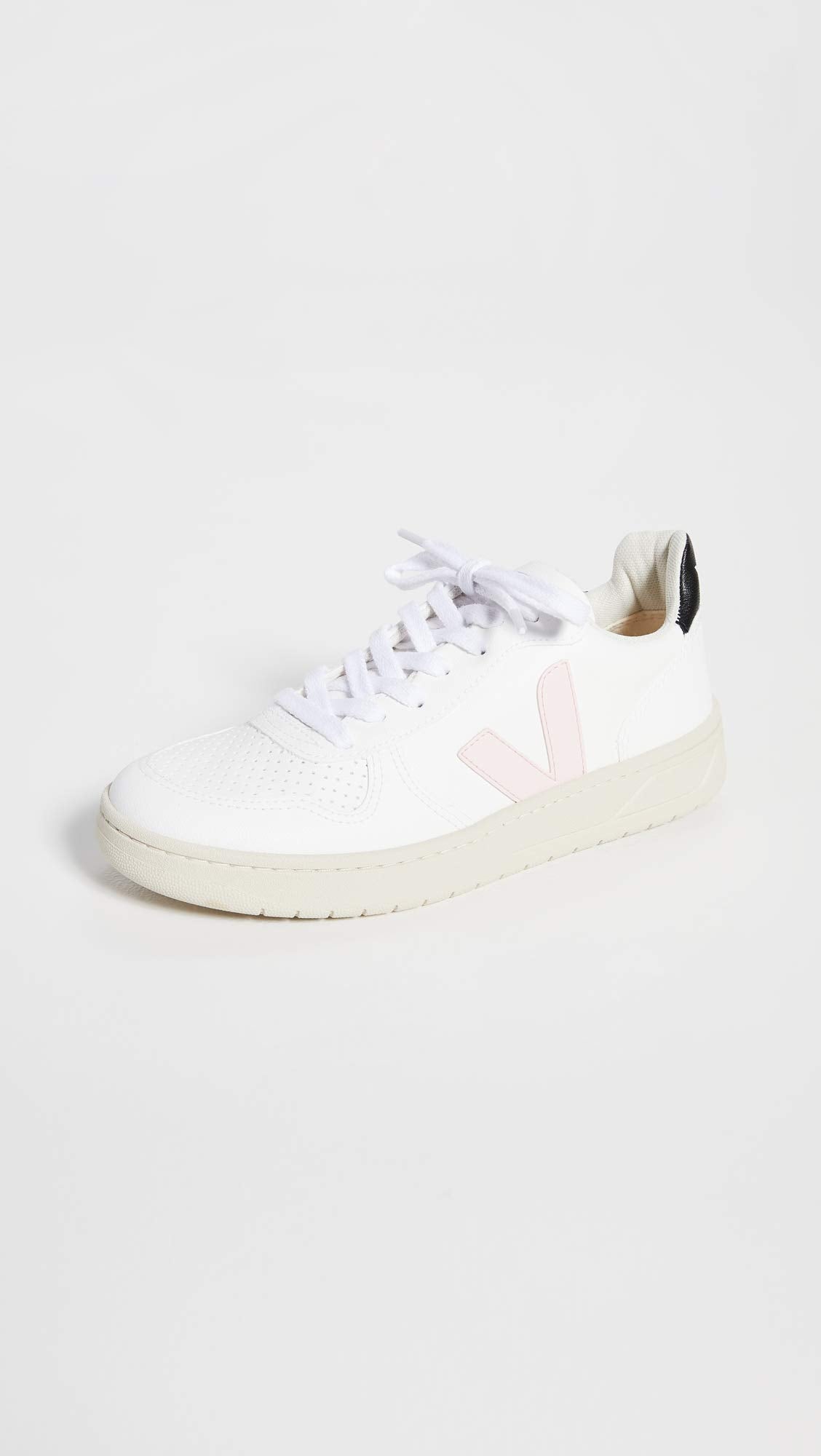 Veja Women's V-10 Sneakers, White/Petal/Black, 11 Medium US