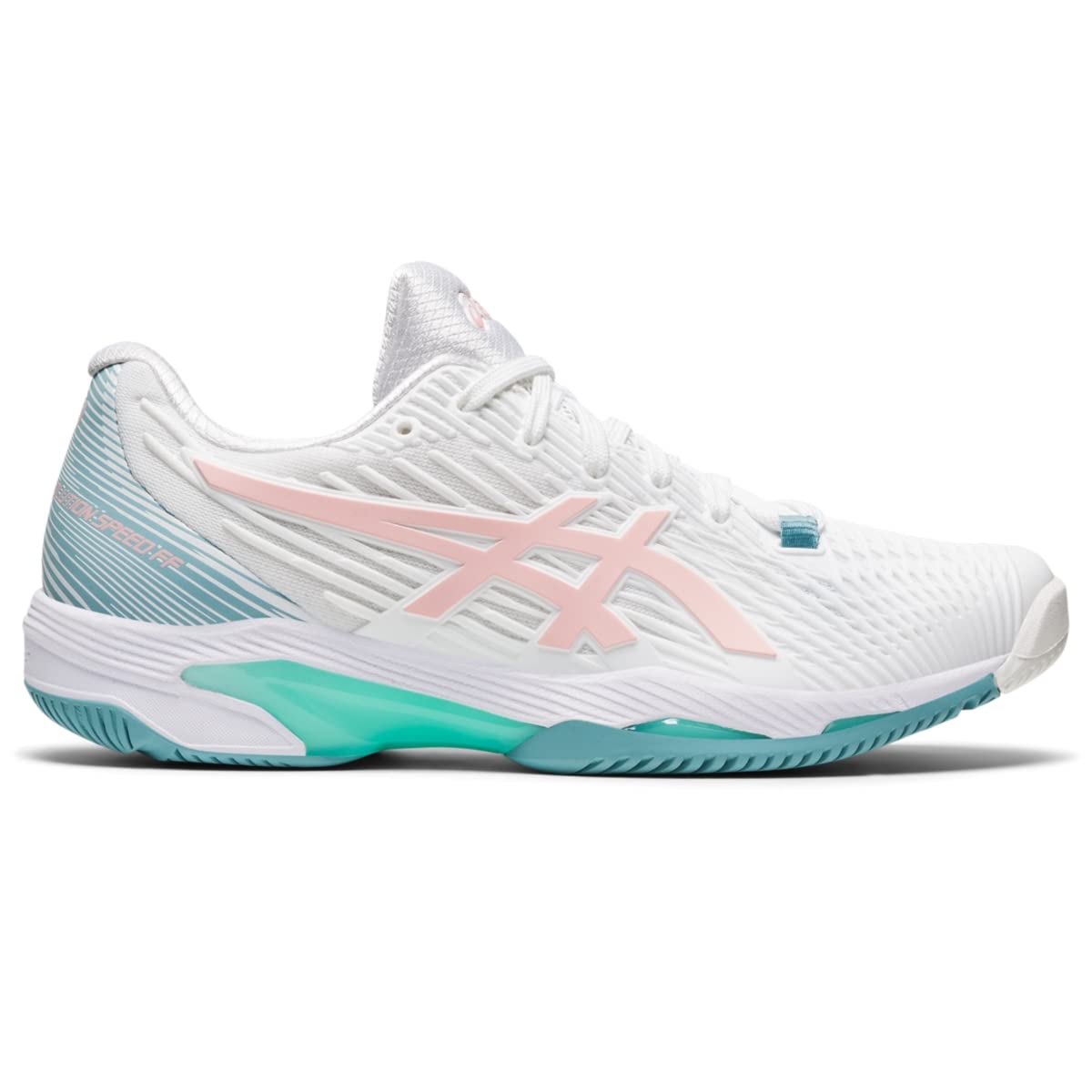 ASICS Solution Speed FF 2 Tennis Shoes for Women - Traditional Lace-up Closure - PU Upper White/Frosted Rose 6.5 B - Medium