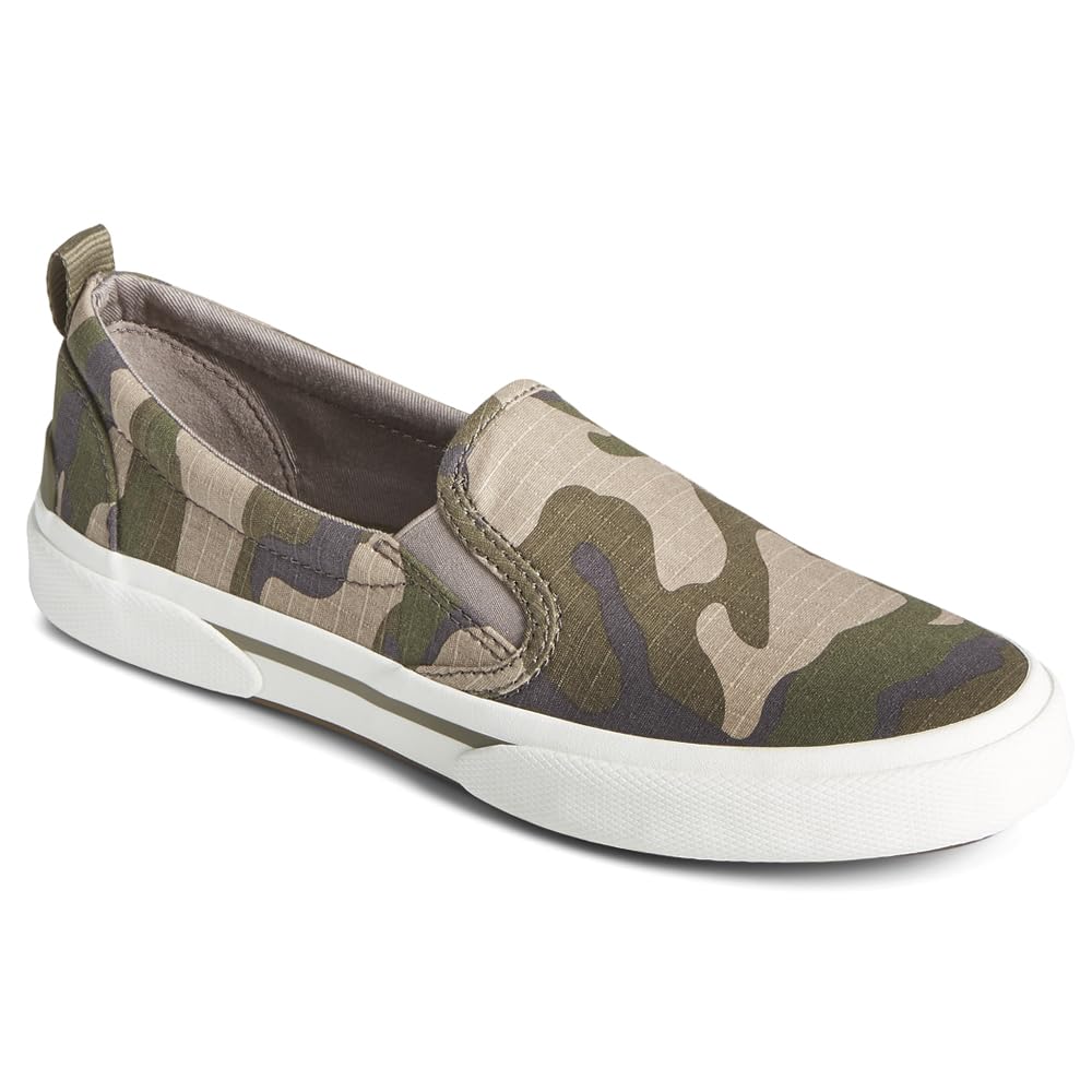 Sperry Womens Pier Wave Camouflage Slip On Sneakers Shoes Casual - Green - Size 9 M