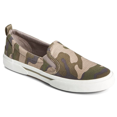 Sperry Womens Pier Wave Camouflage Slip On Sneakers Shoes Casual - Green - Size 9 M