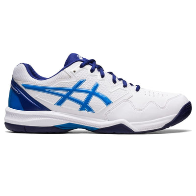 ASICS Men's Gel-Dedicate 7 Tennis Shoes, 11.5, White/Electric Blue