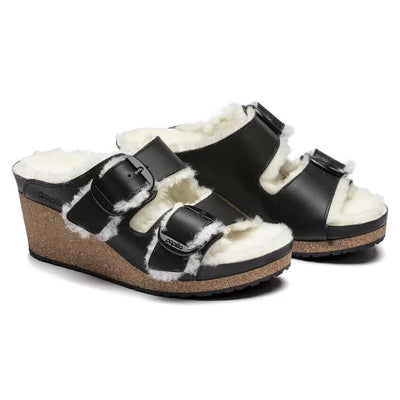 Birkenstock WMNS NORA BIG BUCKLE (1017641) BLACK/SHEARLING EGGSHELL 36 N