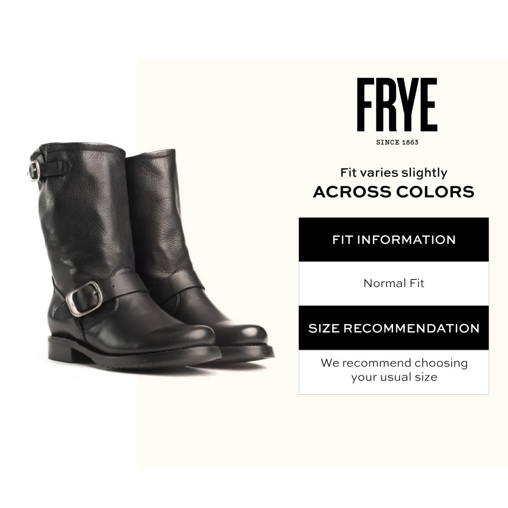 Frye Veronica Short Boots for Women Made from Full-Grain Leather with Antique Metal Hardware, Goodyear Welt Construction, and Rubber Lug Soles – 6 ¾” Shaft Height, Black - 7.5 M