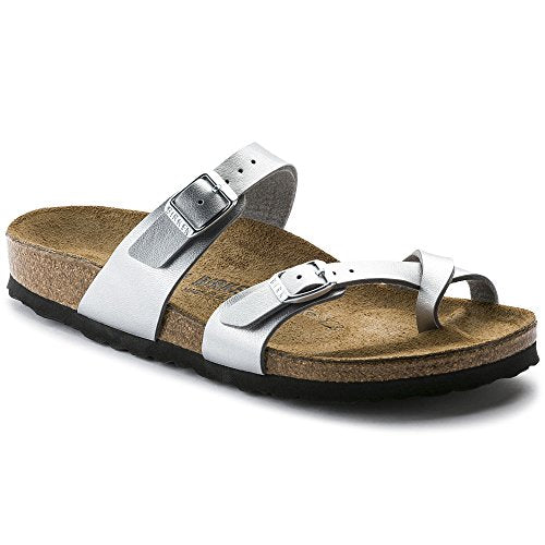 Birkenstock Womens Mayari Birko-Flor Flip Flop Summer Sandals - Silver - 6-6.5