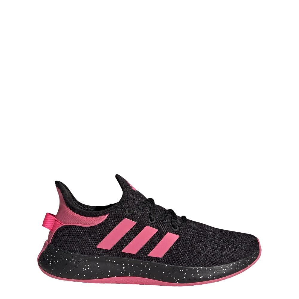 adidas Women's Cloudfoam Pure Sportswear Sneaker 5.5 Core Black/Pink Fusion/Lucid Pink