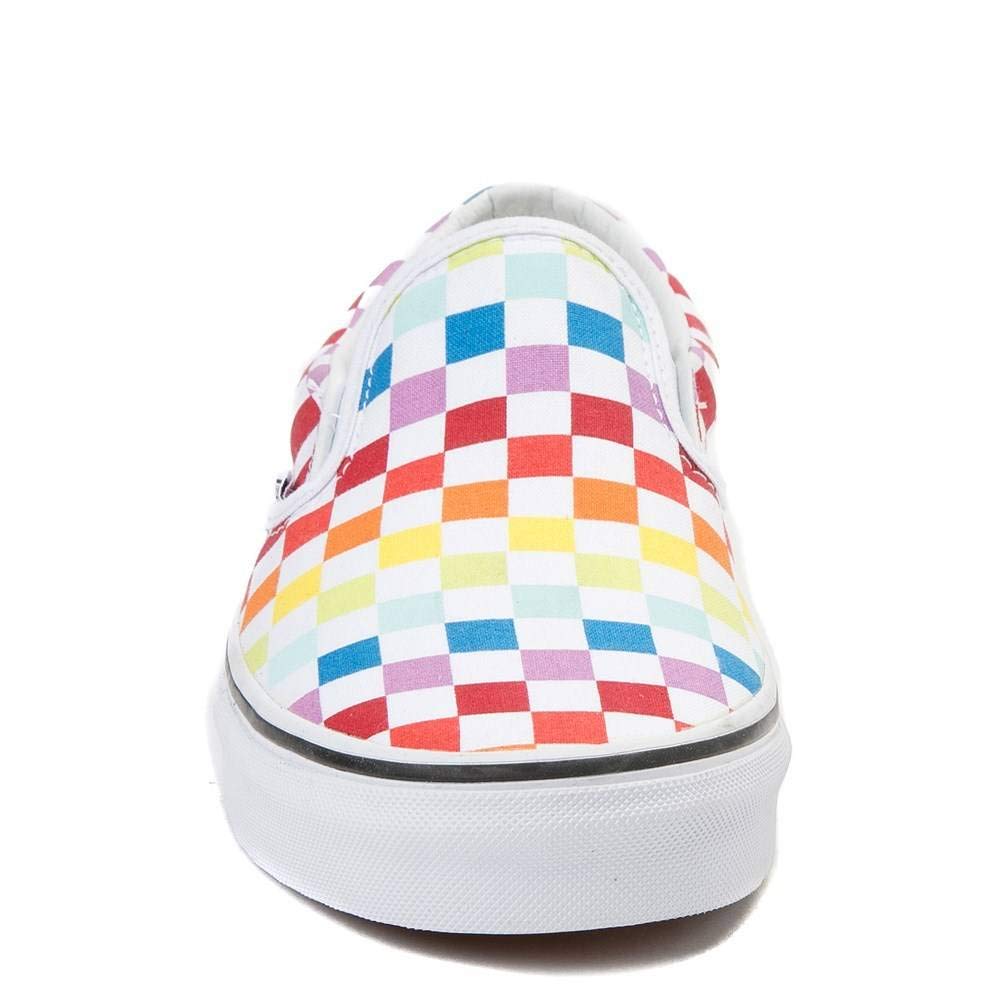 Vans Men's Stockings Low Top Sneakers, Checkerboard Rainbow True White 7267, 12