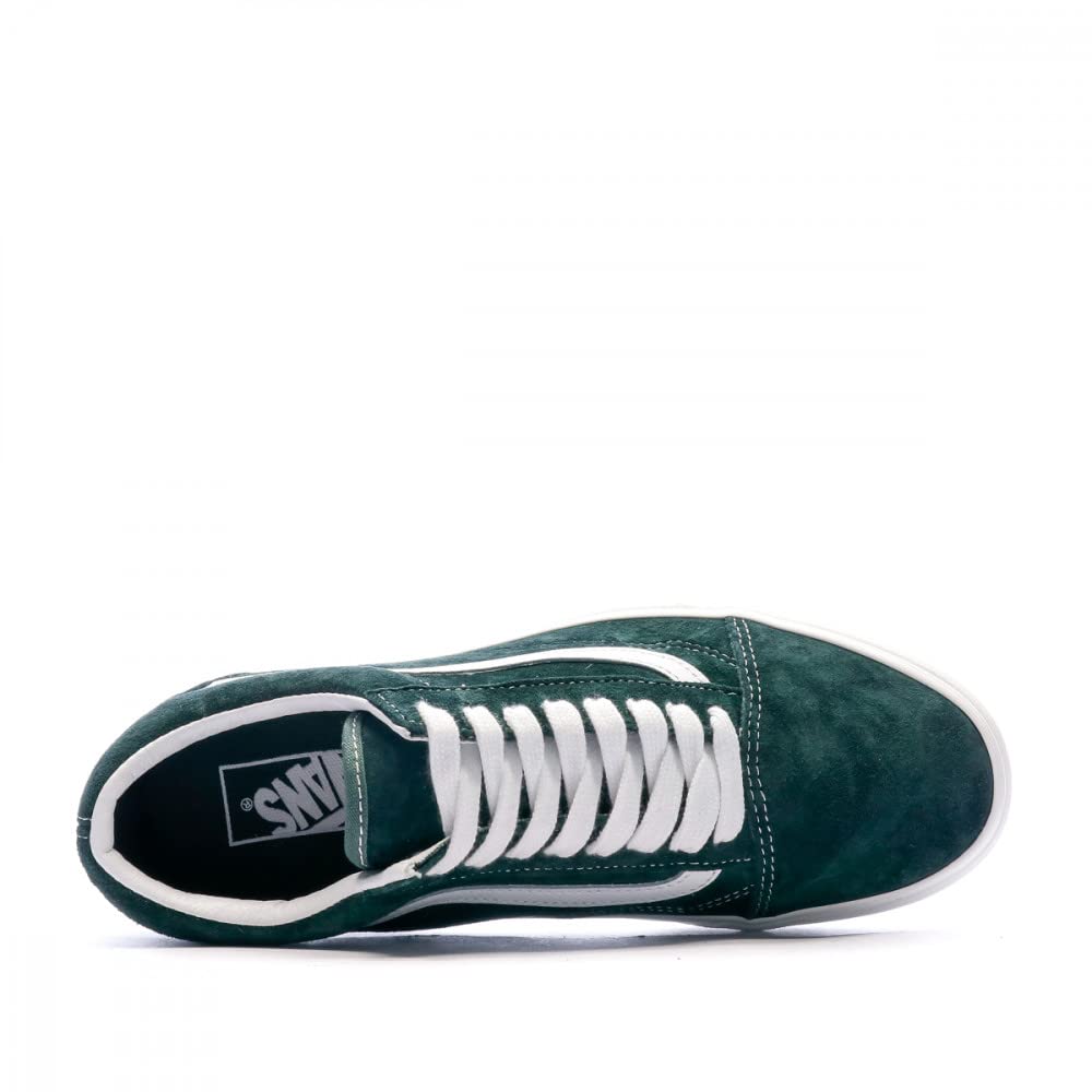 Vans Men's Old Skool Sneaker, (Pig Suede) Jungle Green/Snow White, Size 4