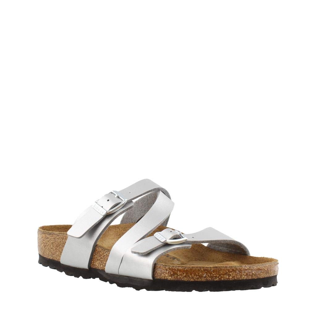 Birkenstock Womens Salina Open Toe Casual Slide Sandals, Silver, Size 8.0