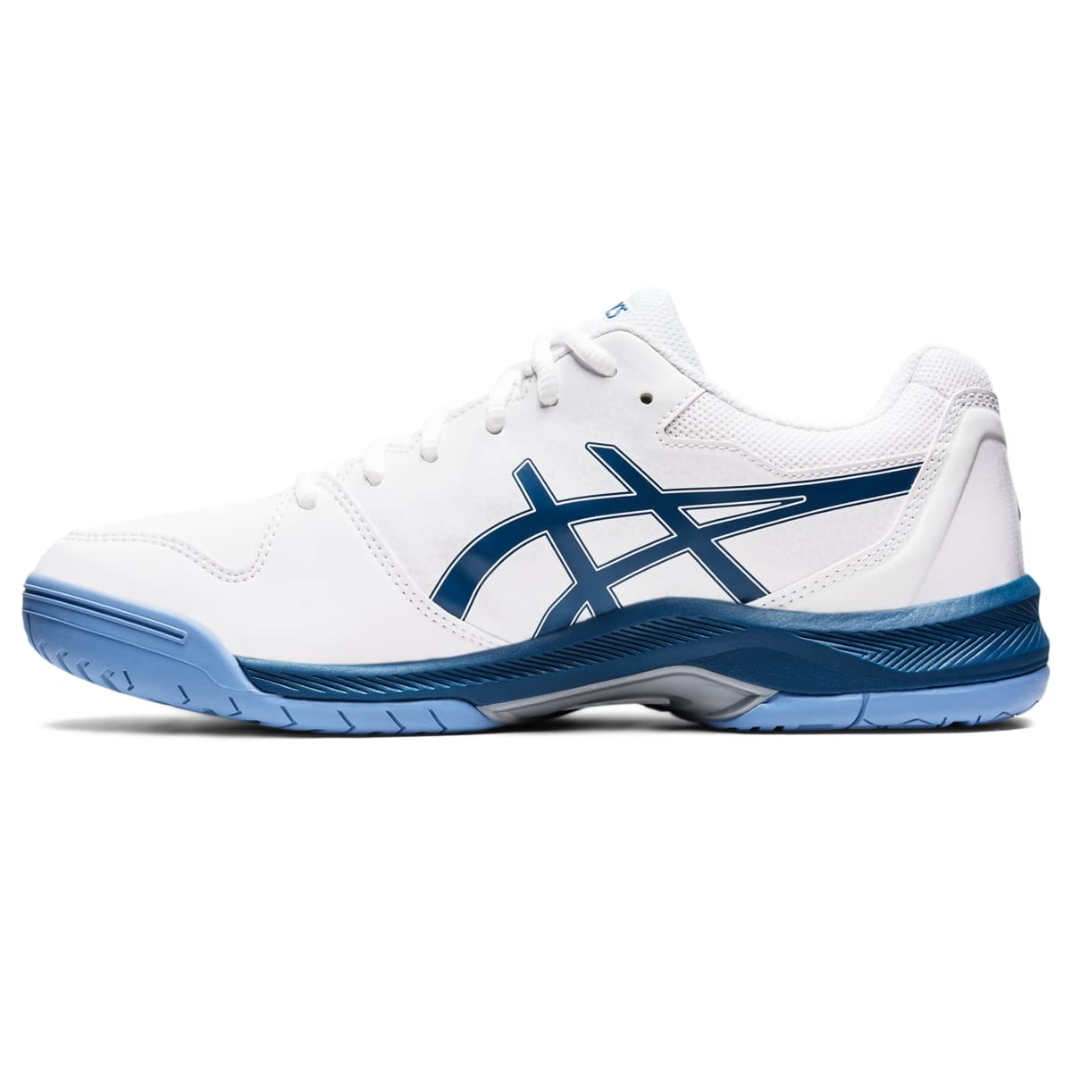 ASICS Gel-Dedicate 7 Sneakers for Men - Lace up Closure with Perforated Mesh Upper, Sturdy and Breathable Tennis Shoes White/Light Indigo 8.5 D - Medium