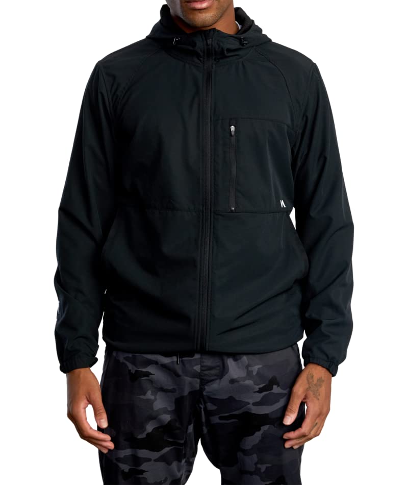 RVCA Men's Standard Sport Yogger II 4-Way Stretch Windbreaker Jacket, Black S125