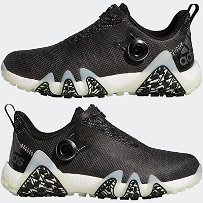 adidas Women's CodeChaos 22 BOA Spikeless Shoes, Core Black/Linen Green/Dark Silver Metallic, 9