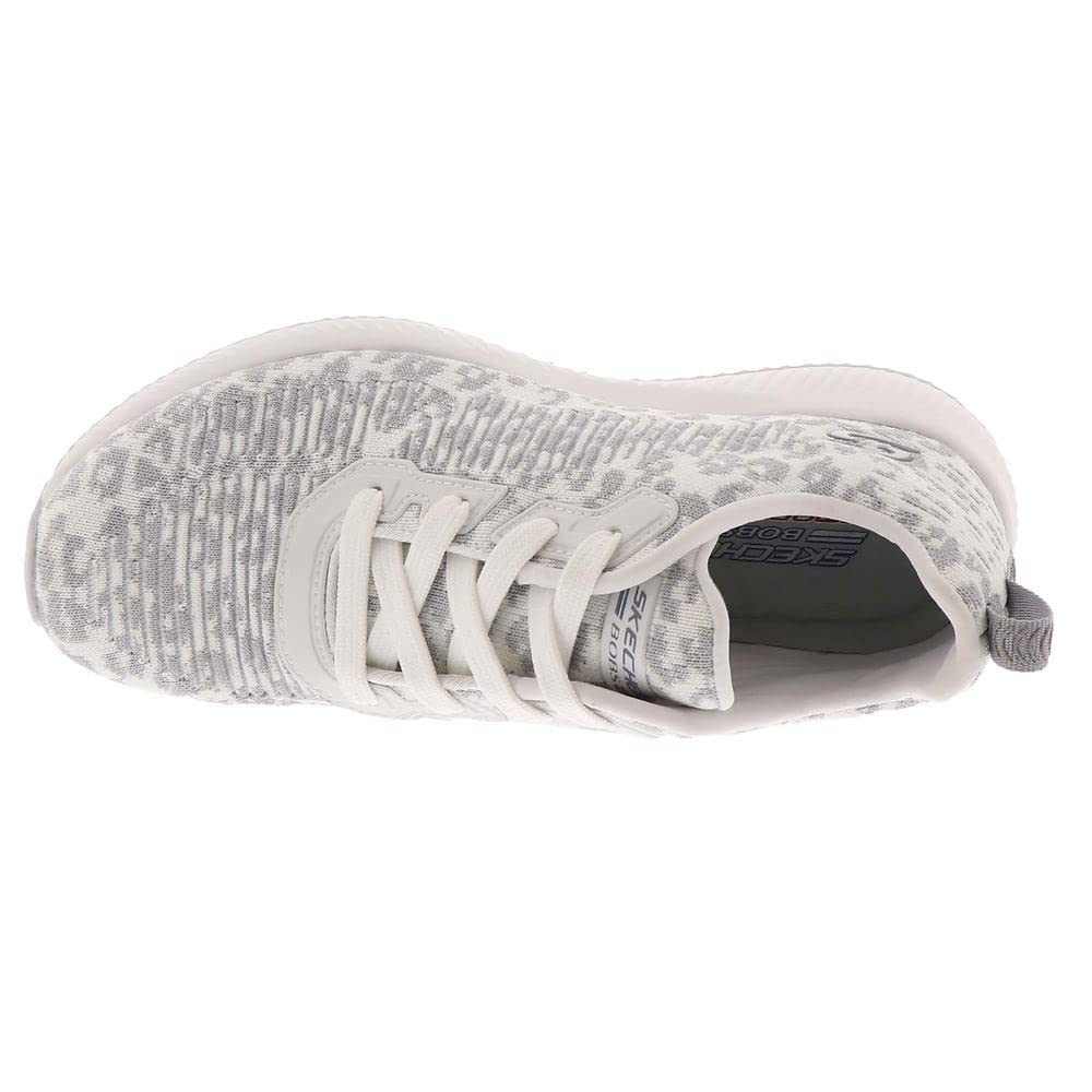 Skechers Women's Bobs Squad-Leopard Sneaker 9 White-grey