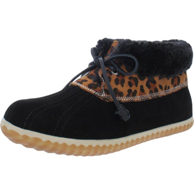 Sperry Women's Pile-Lined Duck Bootie, Black Leopard, 7 M US