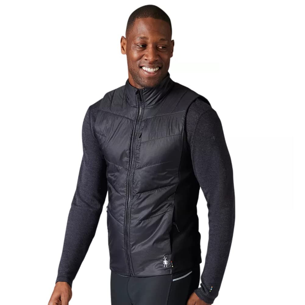 Smartwool Men's Smartloft 60 Hybrid Half Zip Coat - Merino Wool Midlayer for Skiing, Hiking, Running & Other Cold-Weather Activities - Moisture-wicking, Odor-resistant Jacket - L, Black