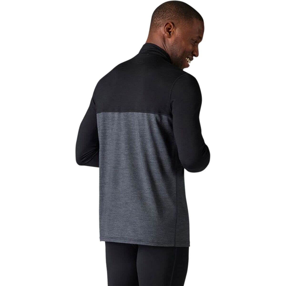 Smartwool Men's Merino Sport 150 Colorblock 1/4 Zip Black-Charcoal Heather Xl