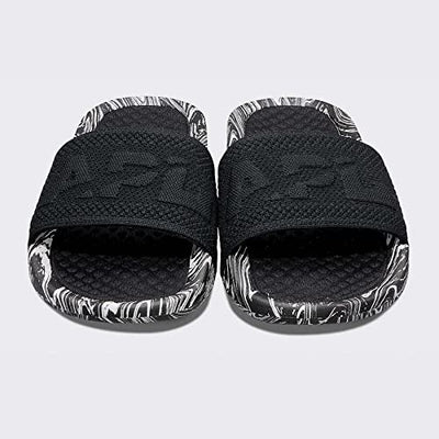 APL: Athletic Propulsion Labs Women's Big Logo Techloom Slide, (6, Black/White/Marble, Numeric_6)