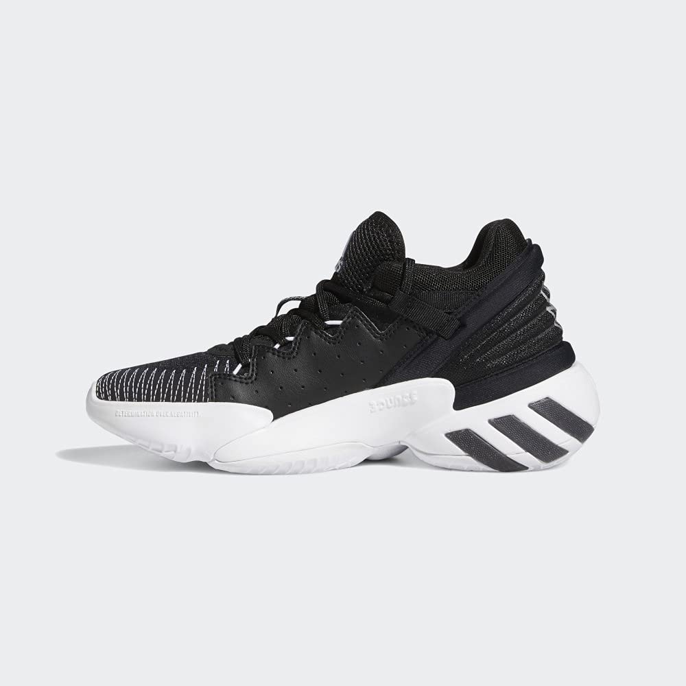 adidas Boys D.O.N. Issue 2 Gym Exercise Basketball Shoes 5 Big Kid Core Black/White/Sky Tint