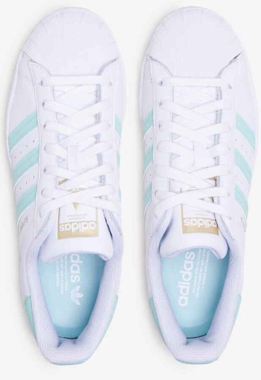 adidas Originals Men's Superstar SneakerCloud White/Clear Mint/Gold Metallic Size 9.5