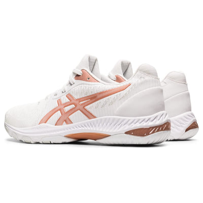 ASICS Women's Netburner Ballistic FlyteFoam 2 Volleyball Shoes, 10.5, White/Rose Gold