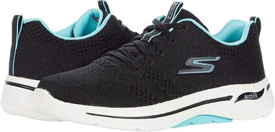 Skechers Women's Go Walk Arch Fit Unify Sneaker 8 Wide Black/Aqua