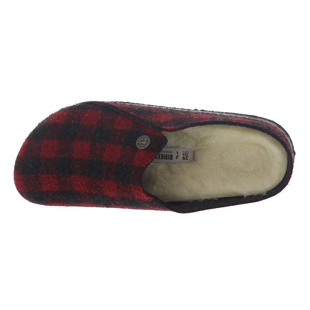 Birkenstock Zermatt Shearling Lined Narrow Slipper - Women's Plaid Red/Natural Wool Shearling, 42.0