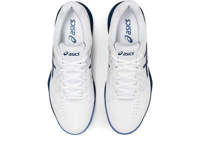 ASICS Gel-Dedicate 7 Sneakers for Men - Lace up Closure with Perforated Mesh Upper, Sturdy and Breathable Tennis Shoes White/Light Indigo 8.5 D - Medium