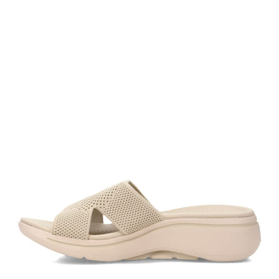 Skechers Women's Go Walk Arch Fit Slides - Worthy - Natural Textile - US 6