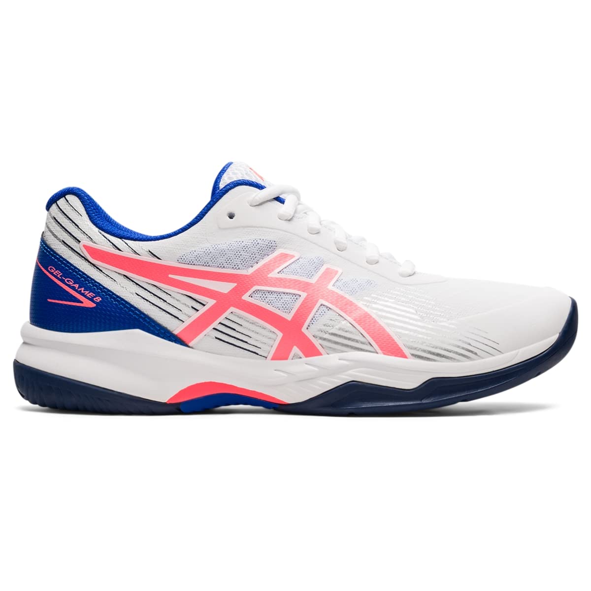 ASICS Women's Gel-Game 8 Tennis Shoes, 8.5, White/Blazing Coral