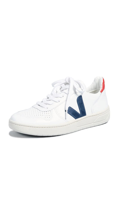 Veja Women's V-10 Sneakers, White/Nautico/Pekin, 4 Medium US