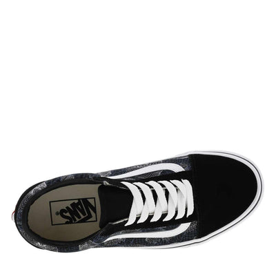 Vans Men's Old Skool, (Wireframe Skulls) Black/True White, Size 8