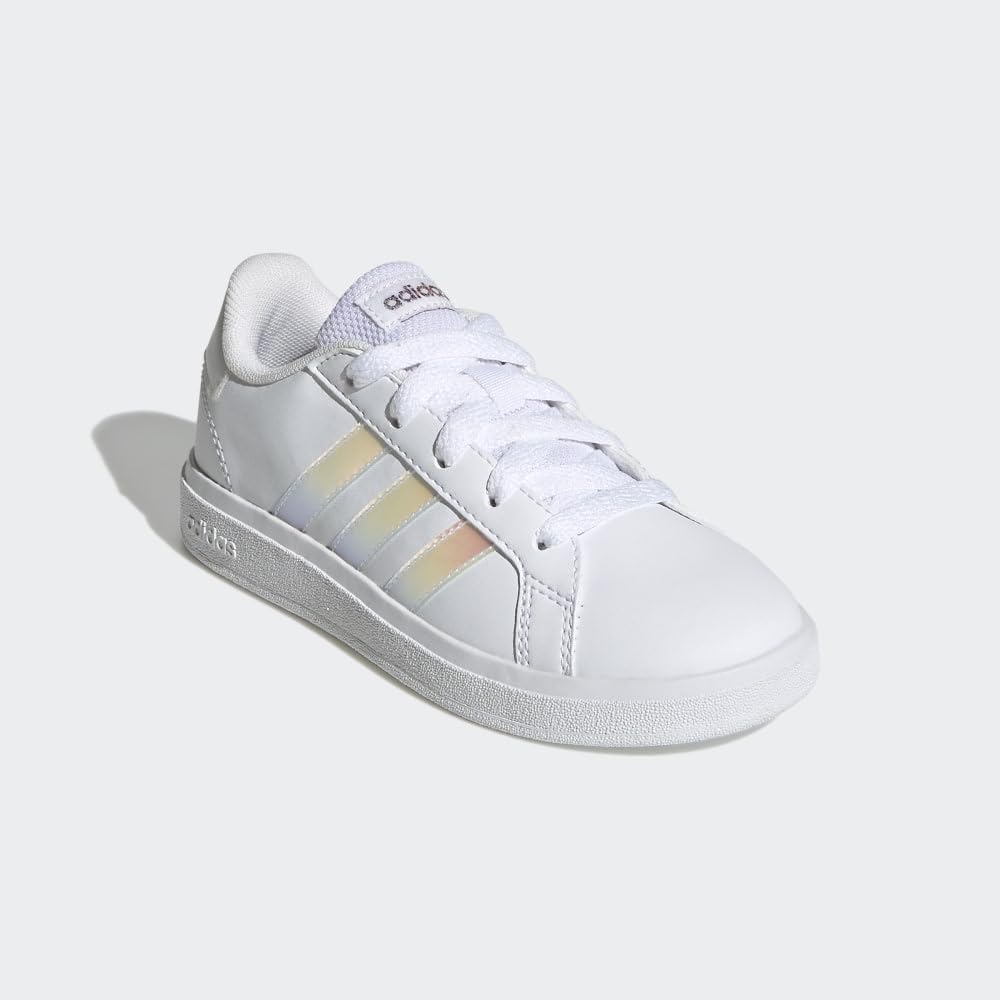 adidas Kids' Grand Court 2.0 Tennis Shoe 11 Little Kid White/Iridescent/White