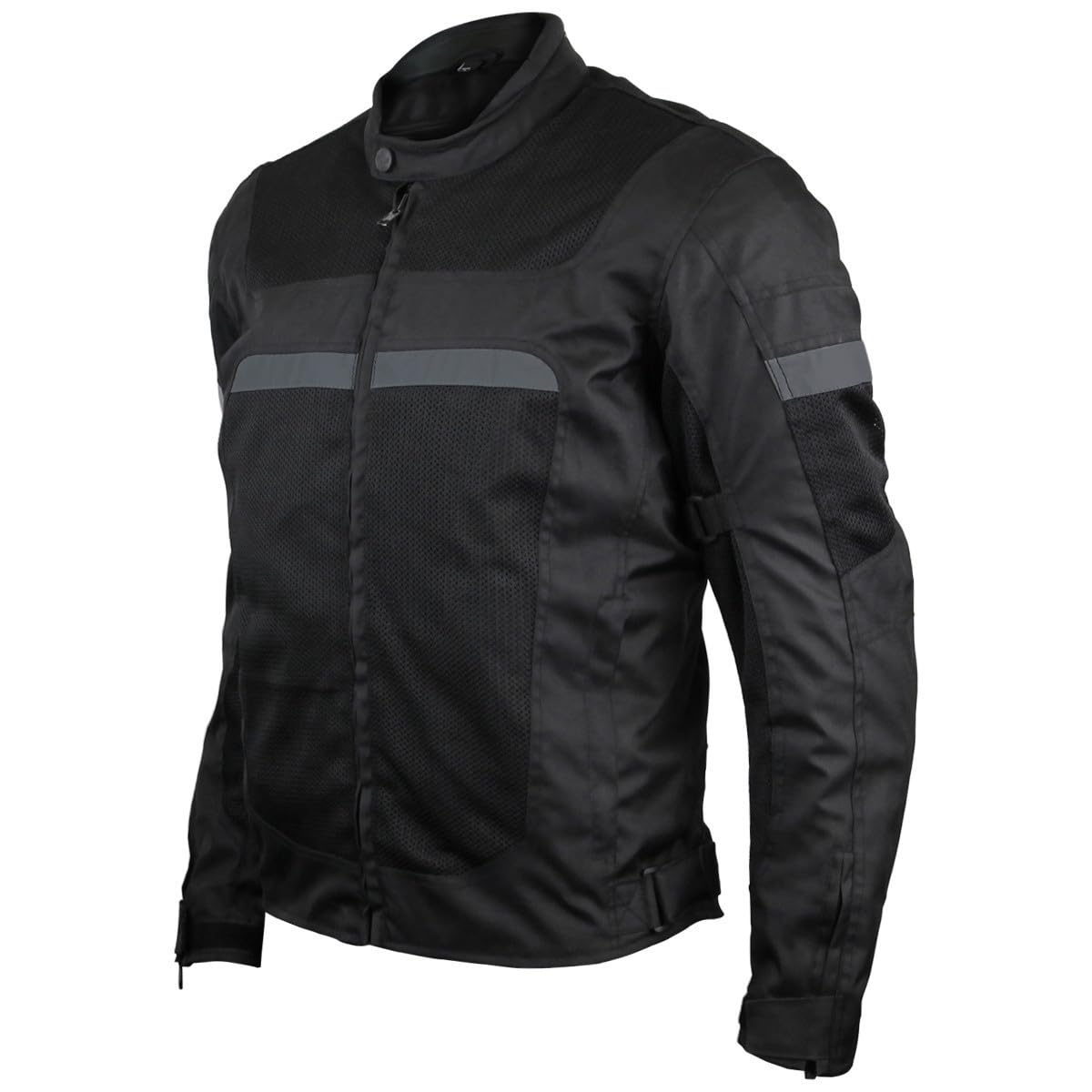 Vance Leather Revo Mens Black Advanced All-Season Reflective Mesh & Textile Motorcycle Jacket w/CE Armor & Removable Liner (Black, Medium)