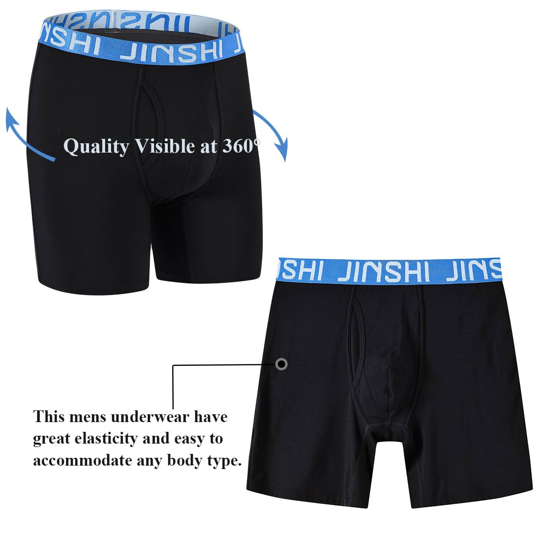 JINSHI Mens Design Long Leg Boxer Briefs Underwear Multipack XX-Large 942m07 3-pack