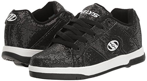 Heelys Girls Split Sneaker, Black Disco Glitter, 7 Little Kid