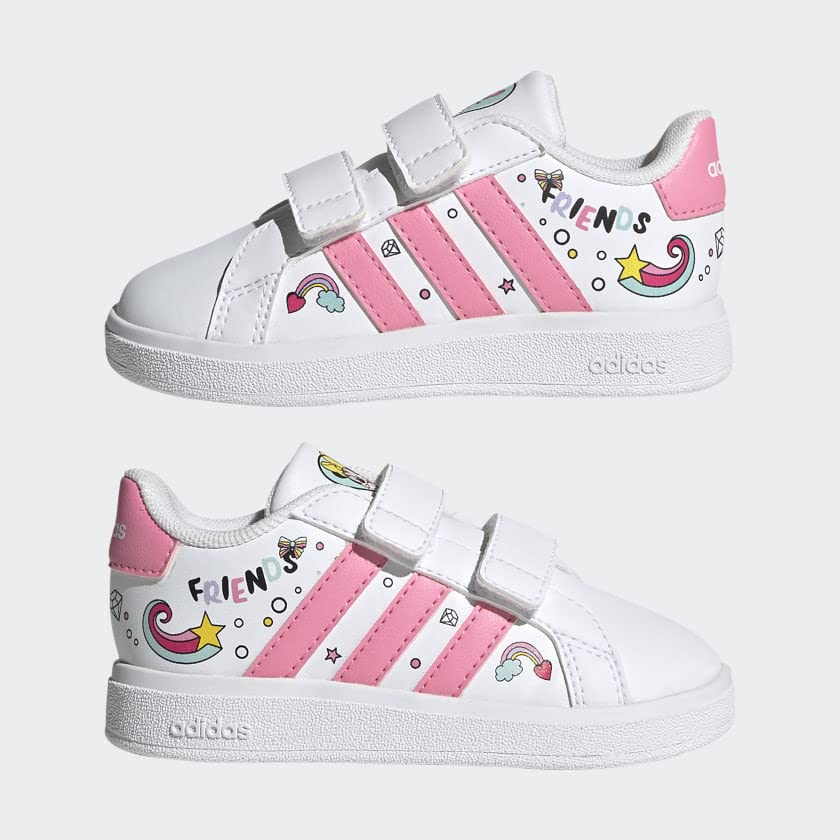 adidas Minnie Mouse Grand Court Shoes Kids' 7 Toddler Cloud White/Bliss Pink/Grey Two