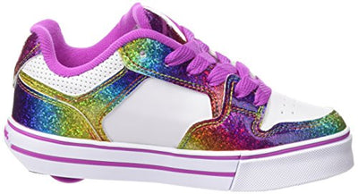 HEELYS Kids Motion Plus White/Rainbow/Hot Pink Sneaker - 2