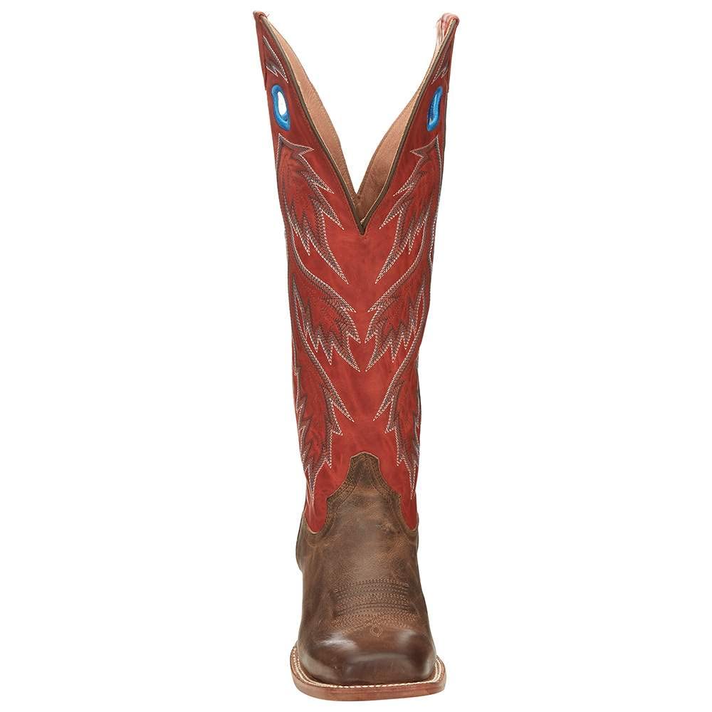 Tony Lama Men`s Colburn Wood Brown 17in Fire Orange Top Buckaroo Sq Toe Boot Brown 10 EE