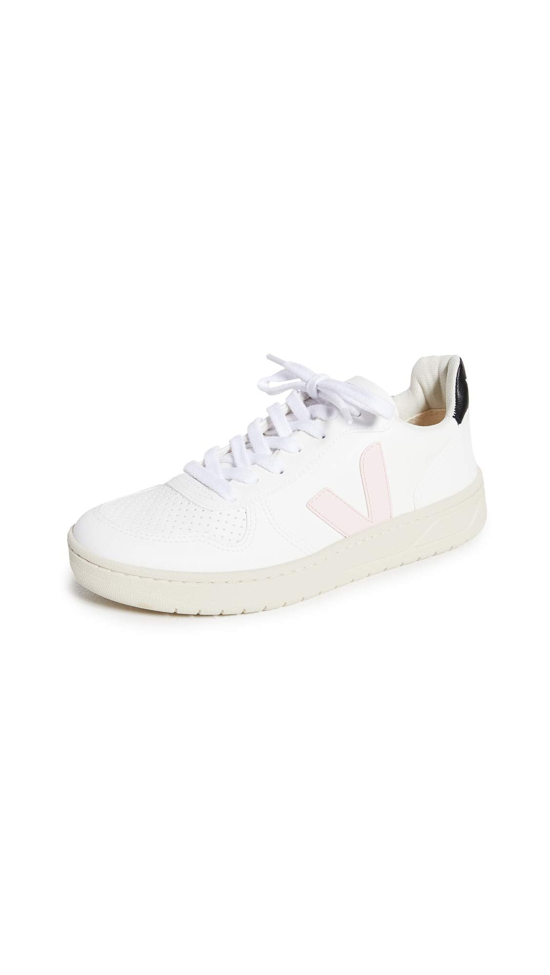 Veja Women's V-10 Sneakers, White/Petal/Black, 11 Medium US