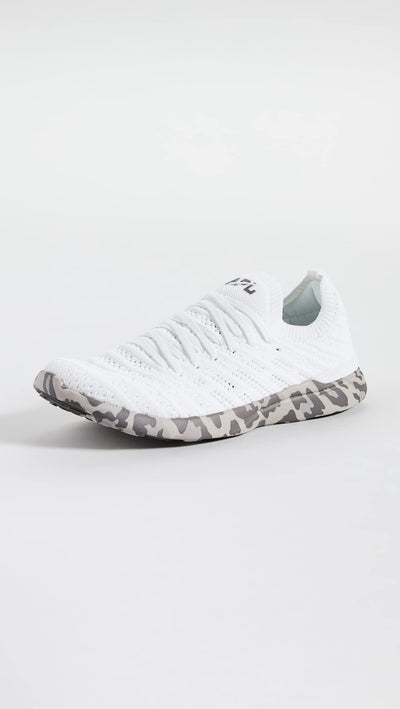 APL: Athletic Propulsion Labs Women's TechLoom Wave Sneakers, White/Asteroid/Leopard, 6.5 Medium US