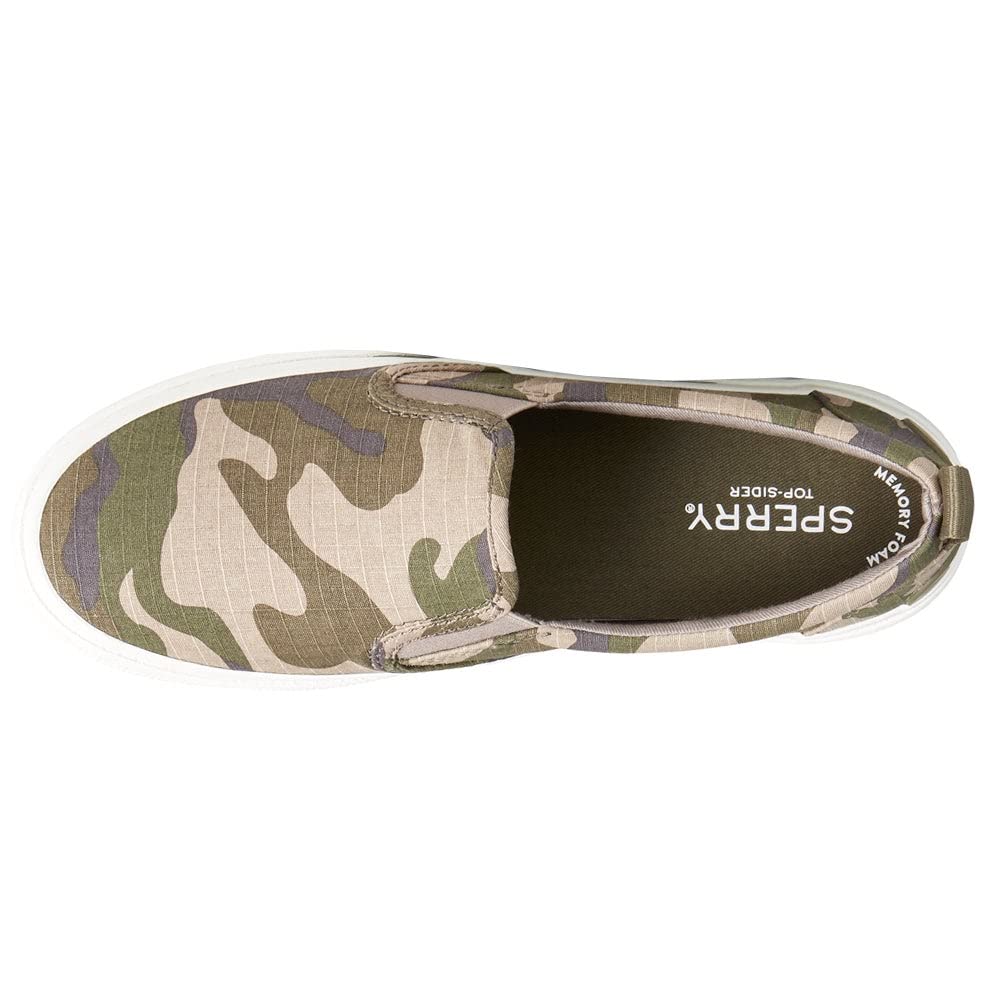 Sperry Womens Pier Wave Camouflage Slip On Sneakers Shoes Casual - Green - Size 10 M