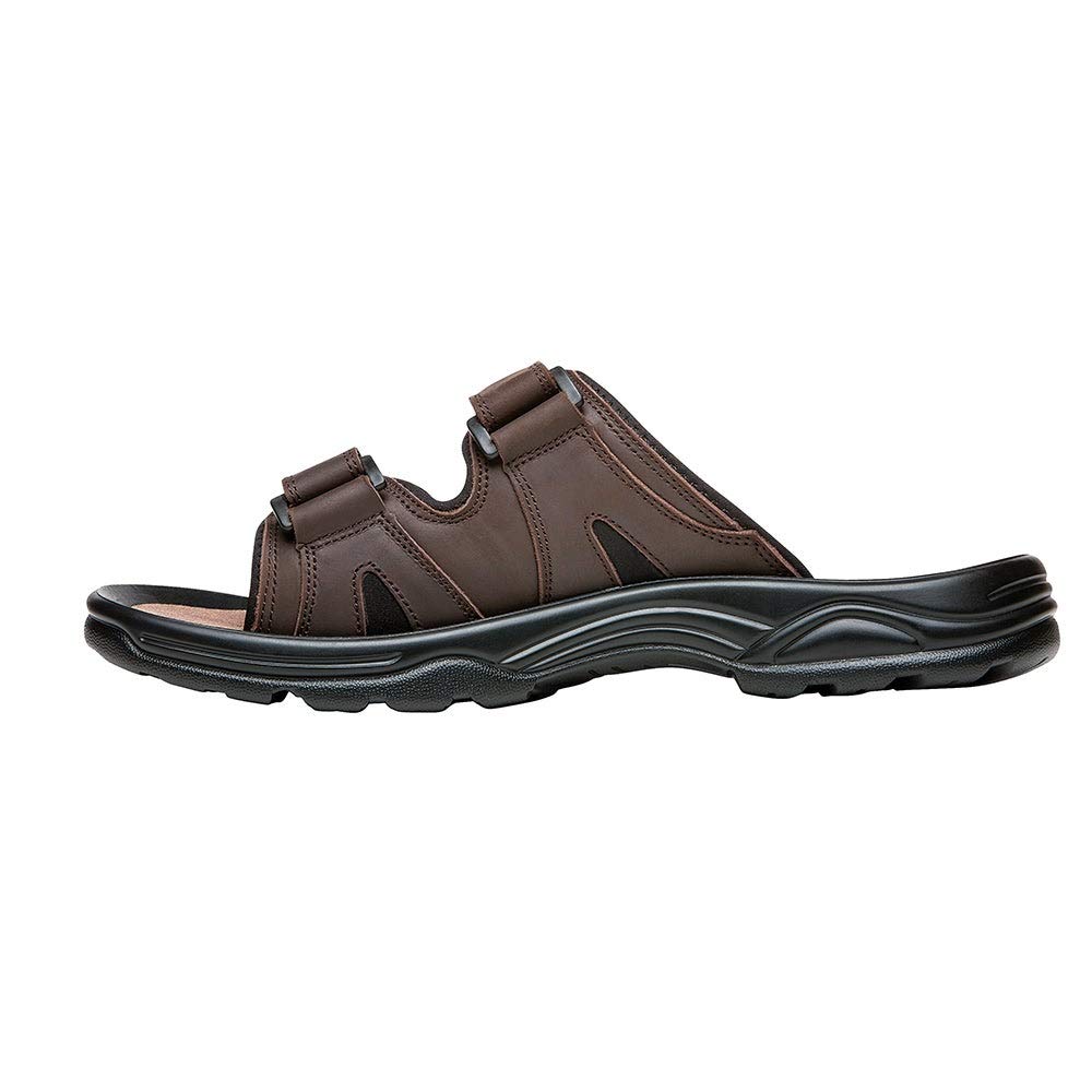 Propét Men's Vero Slide Sandal, Brown, 11 X-Wide