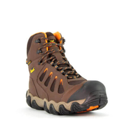 Thorogood Crosstrex 6” Waterproof Safety Toe Hiking Boots for Men - Breathable Premium Leather and Mesh with Comfort Insole and Athletic Traction Outsole; ASTM Rated Brown/Orange 13 Wide